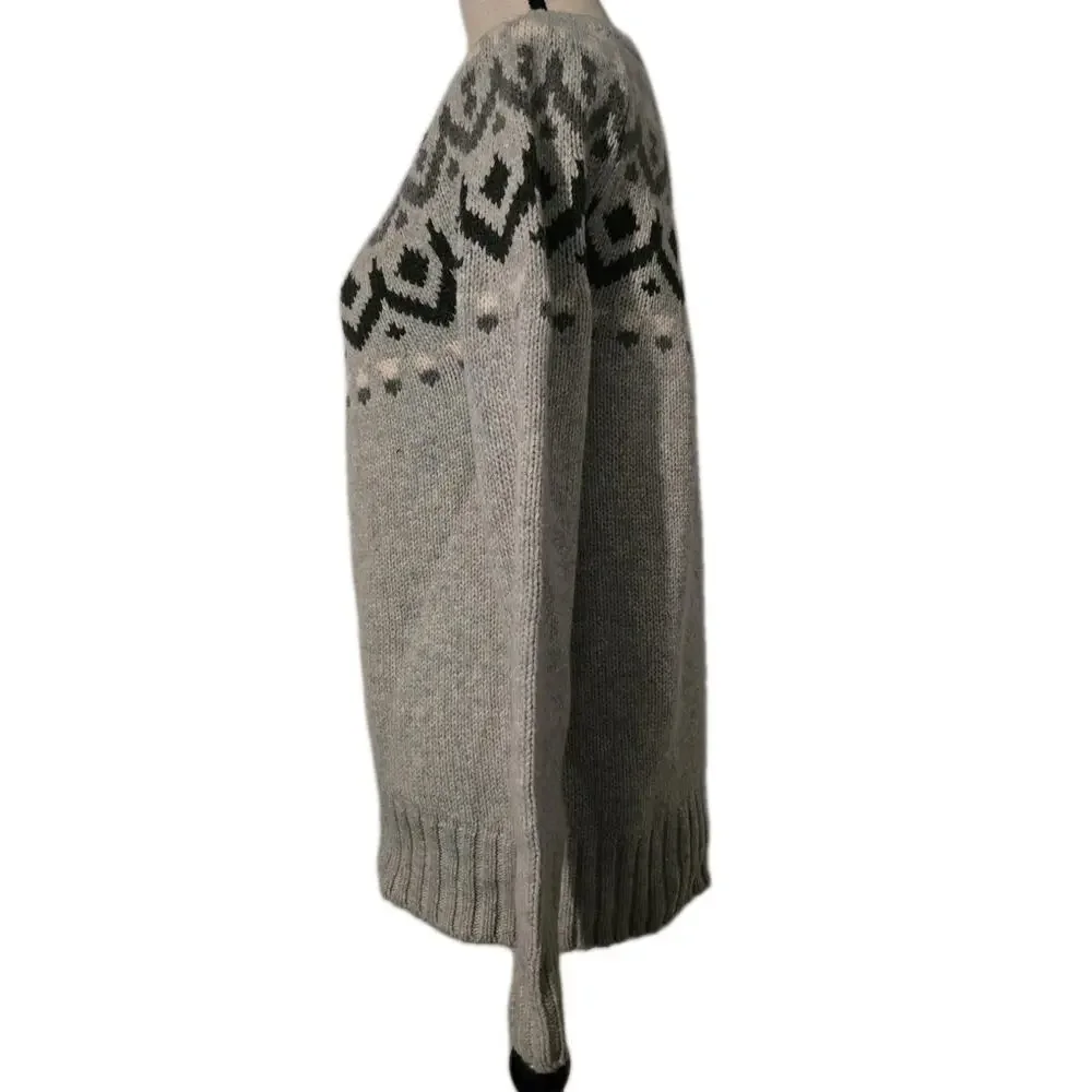 WOMEN'S J.CREW WOOL BLEND FAIR ISLE NORDIC SWEATER PULLOVER SZ SMALL